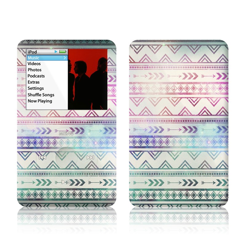 iPod classic Skin design of Pattern, Line, Teal, Design, Textile, with gray, pink, yellow, blue, black, purple colors