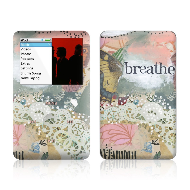 iPod classic Skin design of Butterfly, Moths and butterflies, Insect, Pollinator, Organism, Illustration, Brush-footed butterfly, Art, Fictional character, Wildflower, with pink, brown, white, black, red, blue, green colors