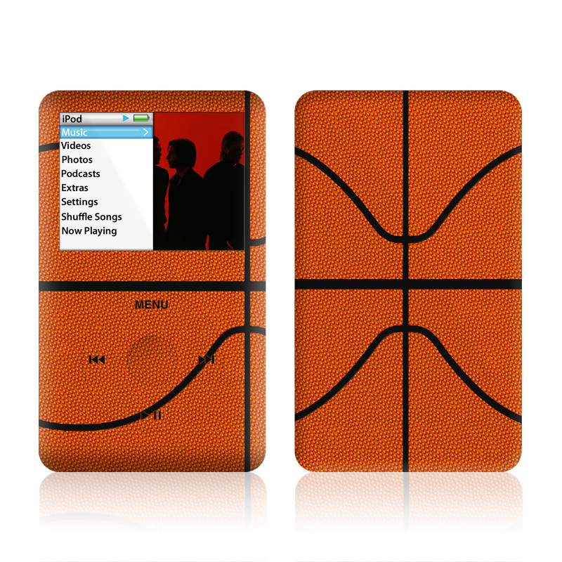 iPod classic Skin design of Orange, Basketball, Line, Pattern, Sport venue, Brown, Yellow, Design, Net, Team sport, with orange, black colors