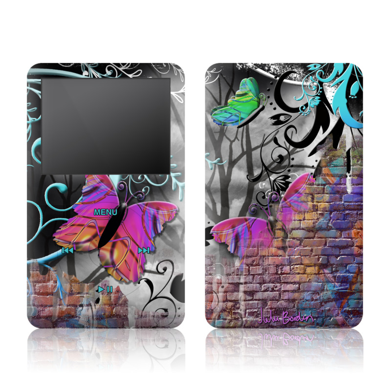 iPod classic Skin design of Purple, Graphic design, Art, Pattern, Graffiti, Organism, Street art, Wall, Font, Illustration, with red, black, gray, purple, orange, blue, green colors
