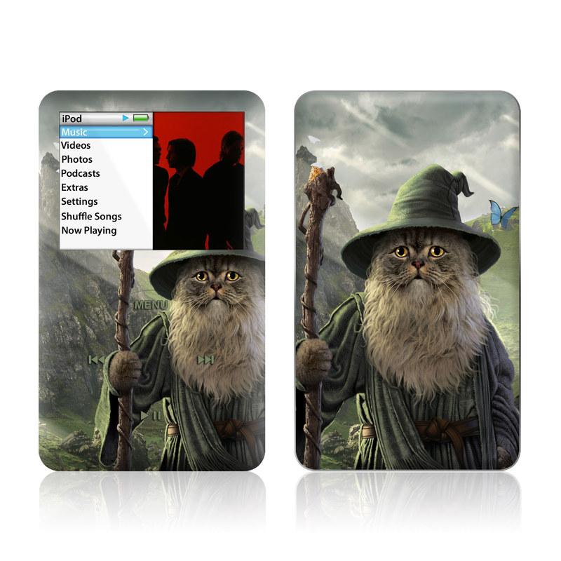 iPod classic Skin design of Beard, Facial hair, Illustration, Mythology, Magician, Fictional character, Cg artwork, Games, Art, with green, gray, brown, blue, green, white, yellow, black colors