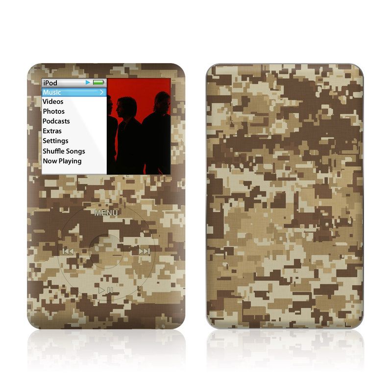 iPod classic Skin design of Military camouflage, Brown, Pattern, Camouflage, Wall, Beige, Design, Textile, Uniform, Flooring, with brown colors