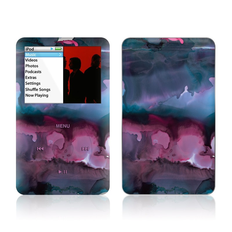 iPod classic Skin design of Watercolor paint, Purple, Painting, Ice, Magenta, Sky, Art, Cloud, Paint, Modern art, with black, white, purple, blue, red colors
