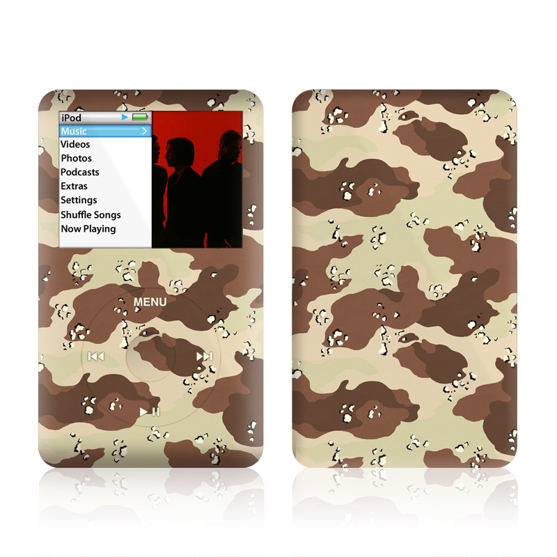 iPod classic Skin design of Military camouflage, Brown, Pattern, Design, Camouflage, Textile, Beige, Illustration, Uniform, Metal, with gray, red, black, green colors