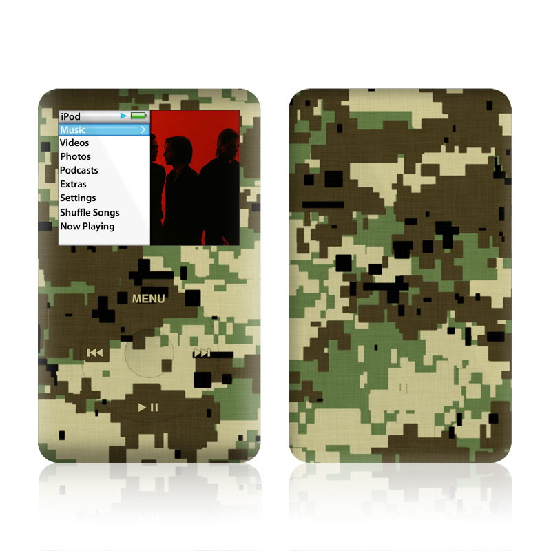 iPod classic Skin design of Military camouflage, Pattern, Camouflage, Green, Uniform, Clothing, Design, Military uniform, with black, gray, green colors