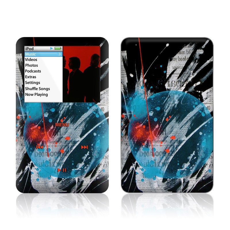iPod classic Skin design of Graphic design, Illustration, Graphics, Design, Art, Space, World, with black, gray, blue, red colors