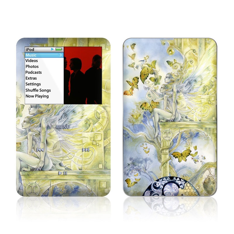 iPod classic Skin design of Illustration, Watercolor paint, Art, Painting, Plant, with gray, green, yellow, purple, black colors