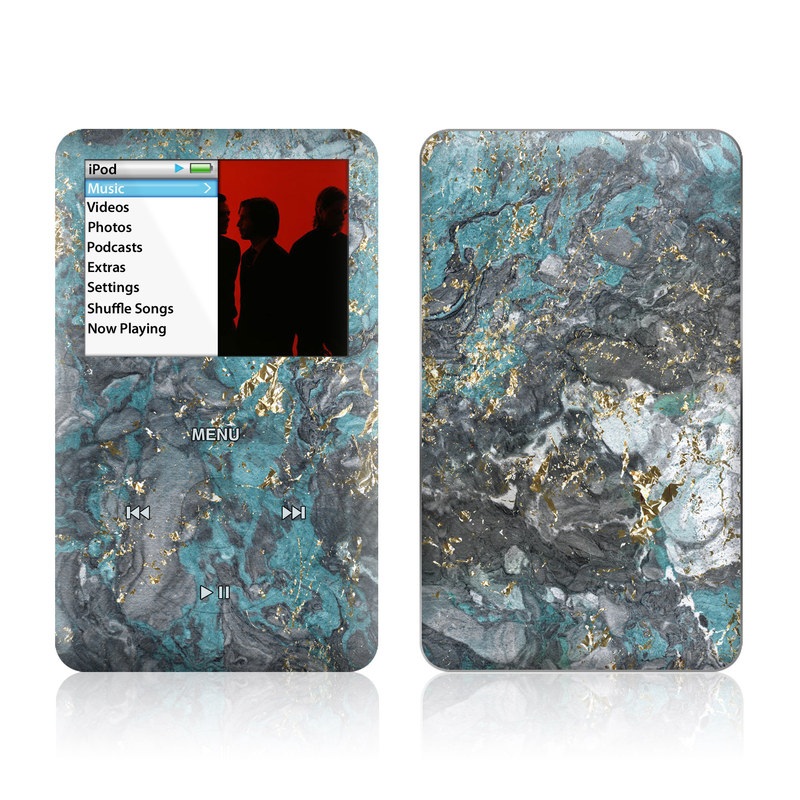iPod classic Skin design of Blue, Turquoise, Green, Aqua, Teal, Geology, Rock, Painting, Pattern, with black, white, gray, green, blue colors