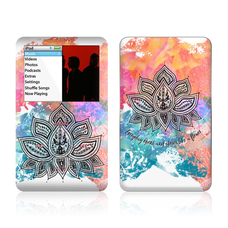 iPod classic Skin design of Pink, Leaf, Pattern, Design, Graphic design, Illustration, Symmetry, Visual arts, Art, Plant, with orange, yellow, red, blue, green, black colors
