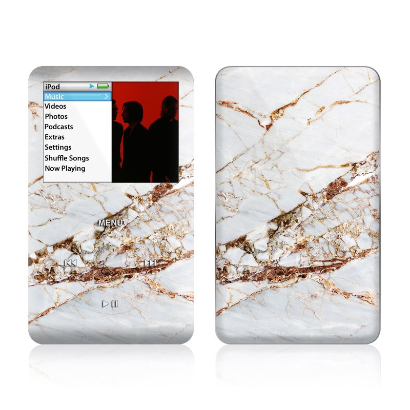iPod classic Skin design of White, Branch, Twig, Beige, Marble, Plant, Tile, with white, gray, yellow colors
