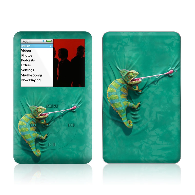iPod classic Skin design of Green, Fish, Tail, Chameleon, with blue, black, green, gray colors