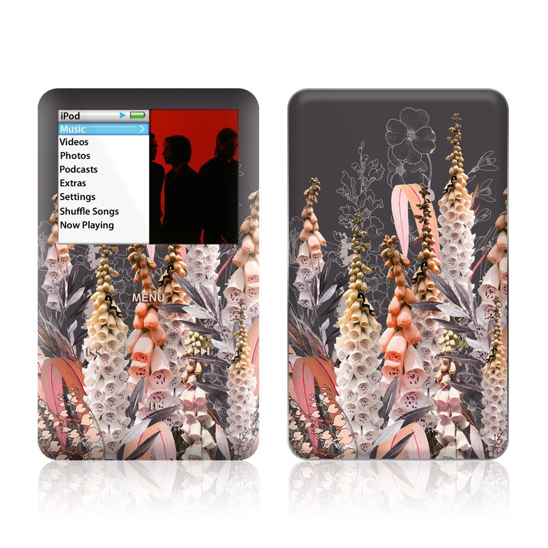 iPod classic Skin design of Flower, Plant, Foxtail lily, Botany, Plant stem, Illustration, Broomrape, with brown, pink, white, yellow, orange colors