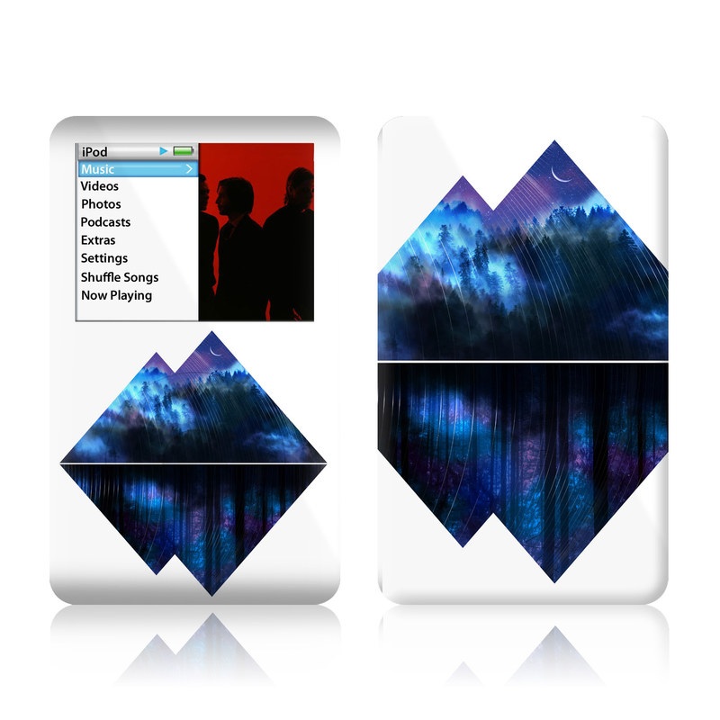 iPod classic Skin design of Blue, Cobalt blue, Pyramid, Pattern, Electric blue, Design, Fractal art, Sky, Triangle, Space, with white, blue, purple, black colors