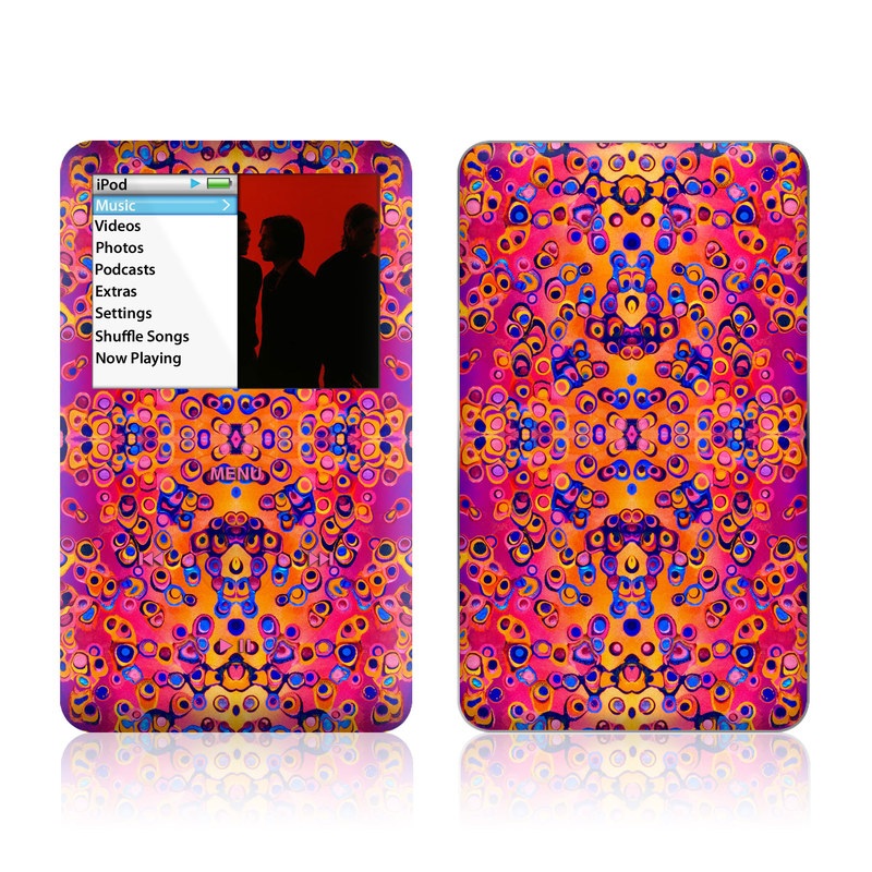 iPod classic Skin design of Pattern, Psychedelic art, Symmetry, with orange, purple, blue, pink colors