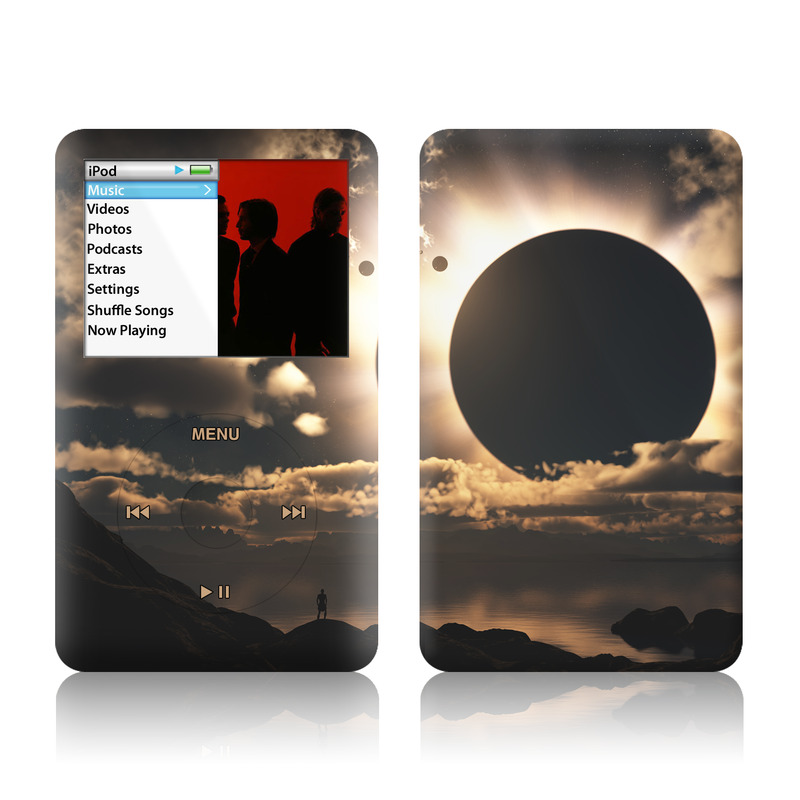 iPod classic Skin design of Sky, Cloud, Daytime, Eclipse, Atmosphere, Cumulus, Sunlight, Sun, Astronomical object, Celestial event, with black, red, green, gray, pink, yellow colors