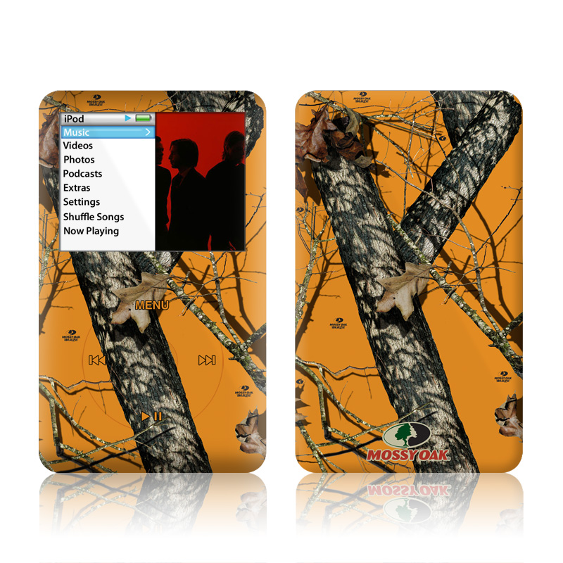 iPod classic Skin design of Tree, Branch, Canoe birch, Woody plant, Plant, Leaf, Adaptation, Wildlife, Trunk, Birch family, with green, black, gray, red colors