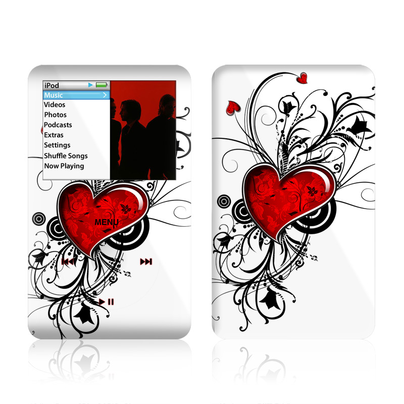 iPod classic Skin design of Heart, Line art, Love, Clip art, Plant, Graphic design, Illustration, with white, gray, black, red colors