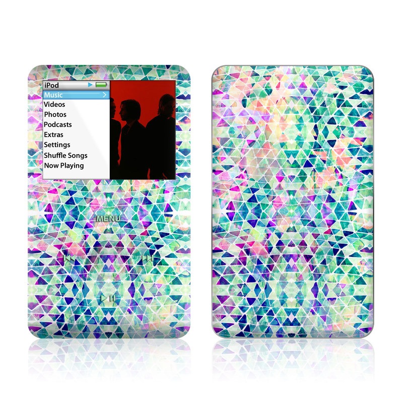 iPod classic Skin design of Pattern, Aqua, Line, Teal, Purple, Turquoise, Design, with white, blue, purple, orange, green colors