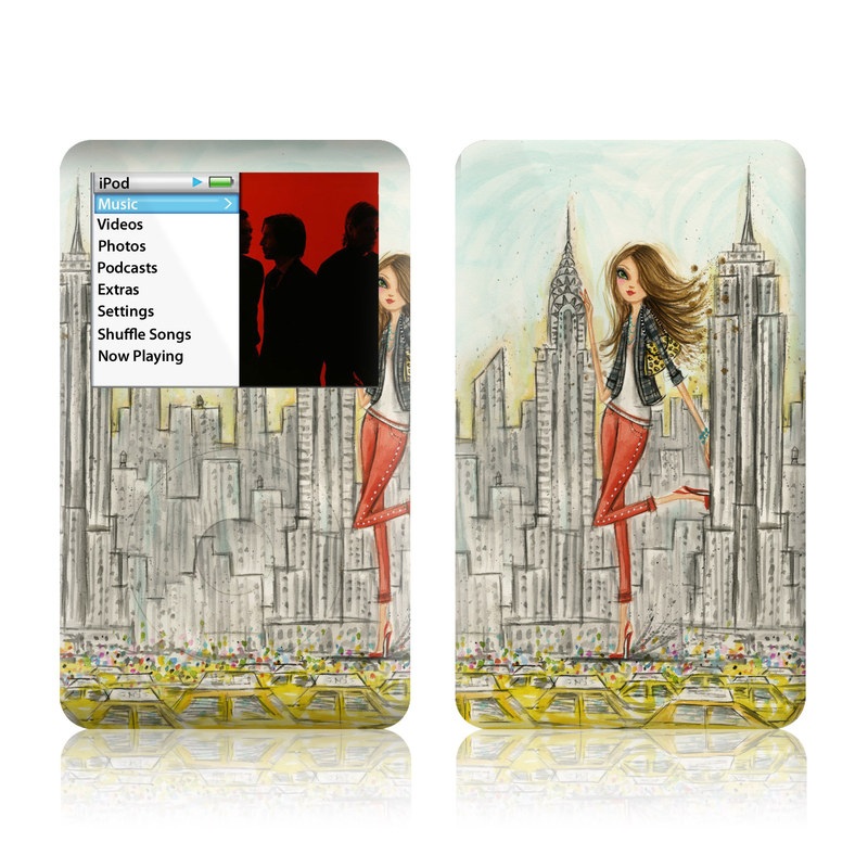 iPod classic Skin design of Human settlement, Fashion illustration, Illustration, City, Art, Architecture, Drawing, Fictional character, with gray, green, black, red colors