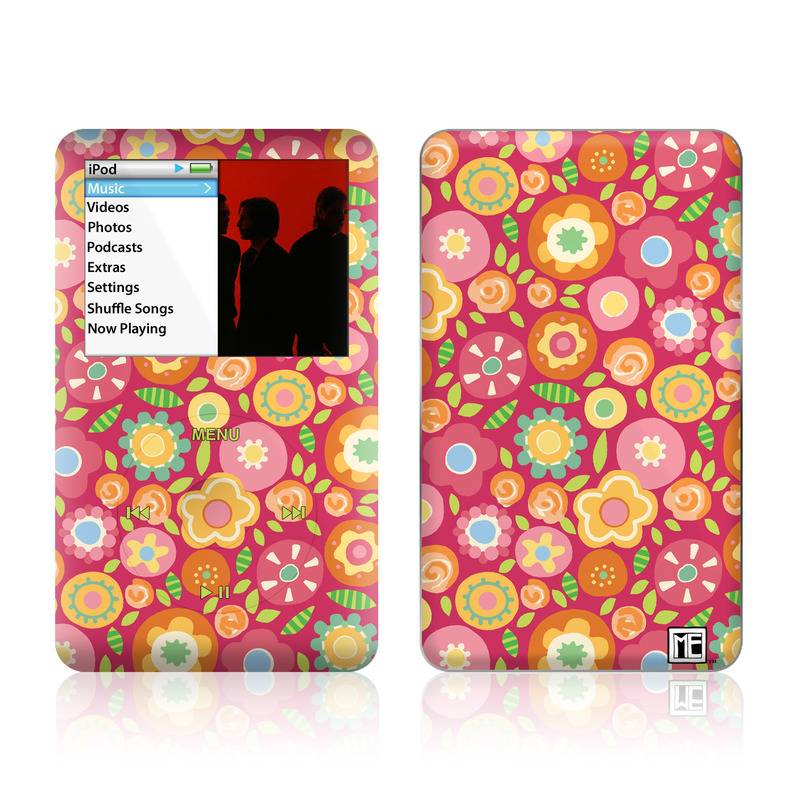 iPod classic Skin design of Orange, Pattern, Design, Circle, with red, pink, green, gray, orange, purple colors