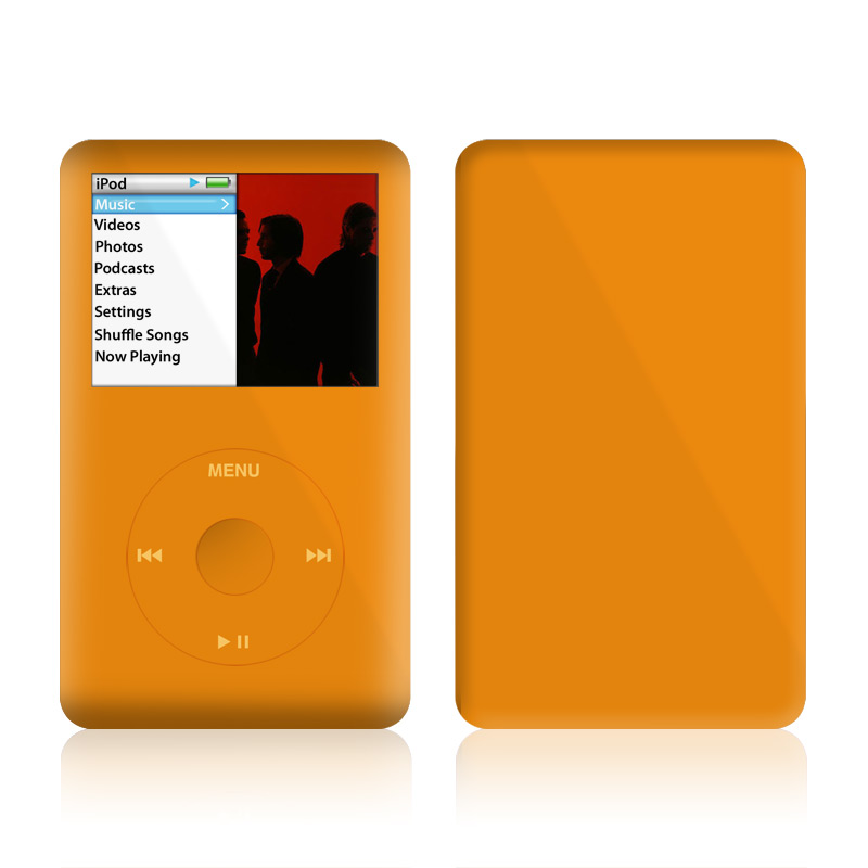 iPod classic Skin design of Orange, Yellow, Brown, Text, Amber, Font, Peach, with orange colors