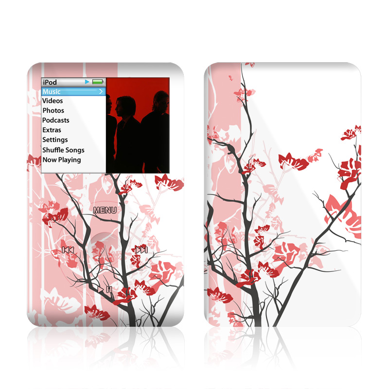 iPod classic Skin design of Branch, Red, Flower, Plant, Tree, Twig, Blossom, Botany, Pink, Spring, with white, pink, gray, red, black colors