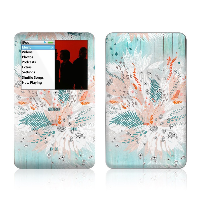 iPod classic Skin design of Aqua, Turquoise, Graphic design, Line, Teal, Illustration, Watercolor paint, Design, Tree, Pattern, with blue, red, orange, white, gray colors