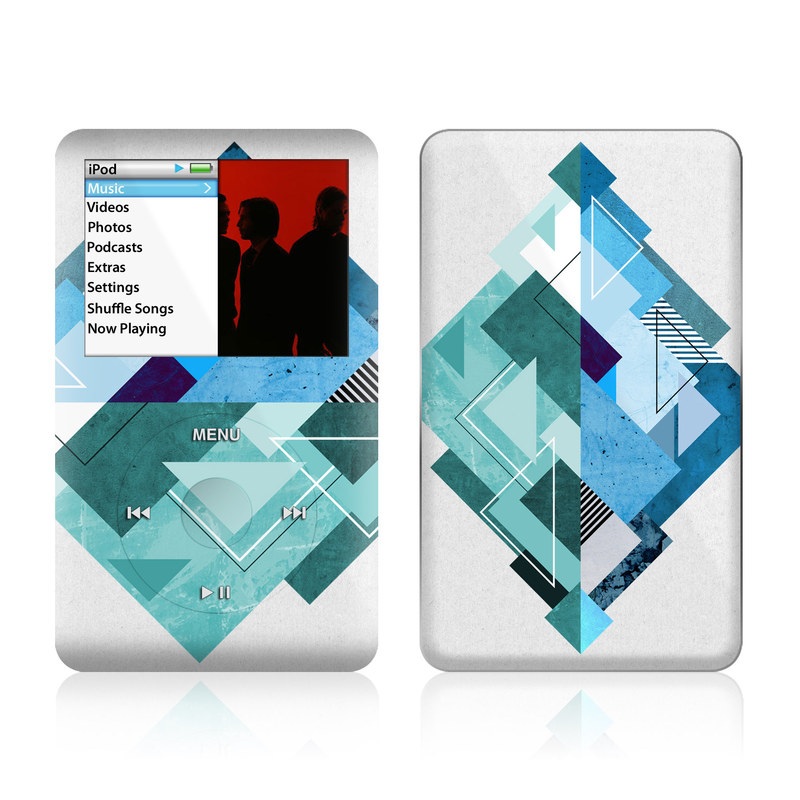iPod classic Skin design of Blue, Turquoise, Illustration, Graphic design, Design, Line, Logo, Triangle, Graphics, with gray, blue, purple colors