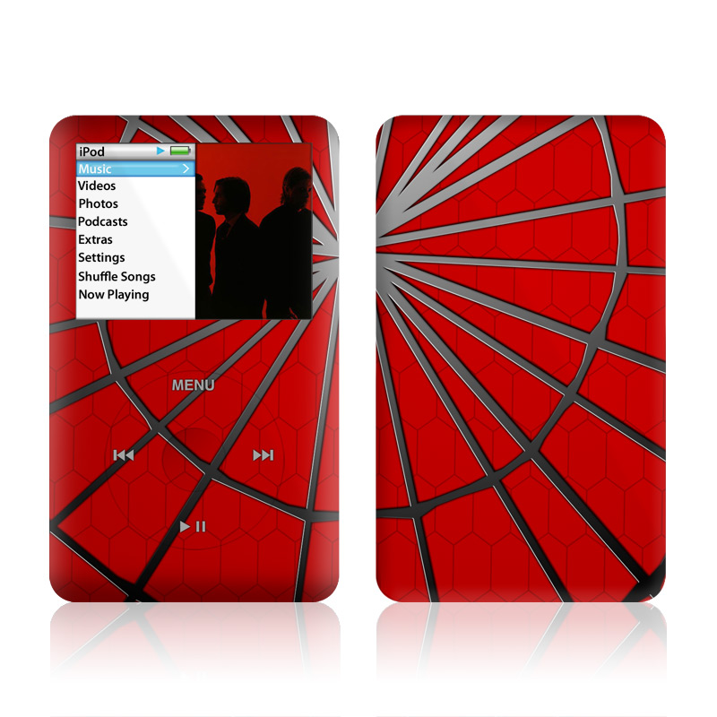 iPod classic Skin design of Red, Symmetry, Circle, Pattern, Line, with red, black, gray colors