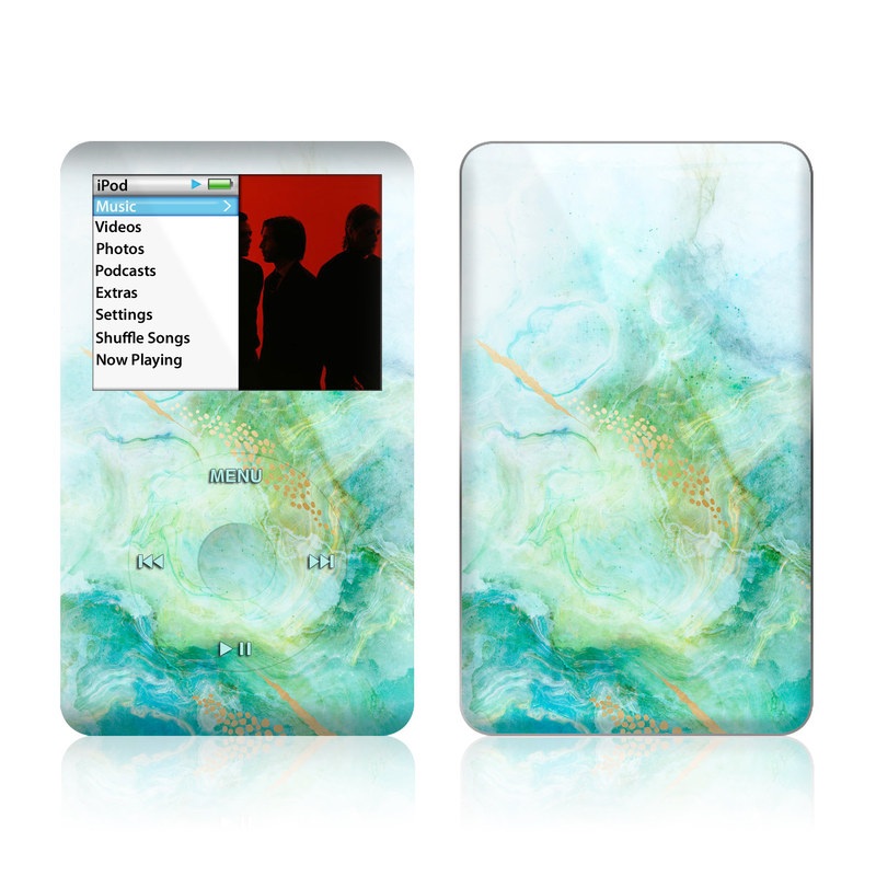 iPod classic Skin design of Blue, Watercolor paint, Aqua, Line, Sky, Design, Pattern, Art, Illustration, with blue, yellow, orange colors