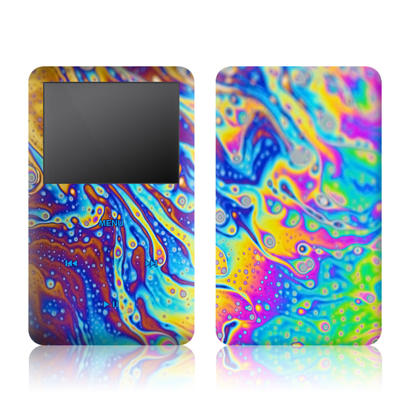 iPod classic Skin design of Psychedelic art, Blue, Pattern, Art, Visual arts, Water, Organism, Colorfulness, Design, Textile, with gray, blue, orange, purple, green colors