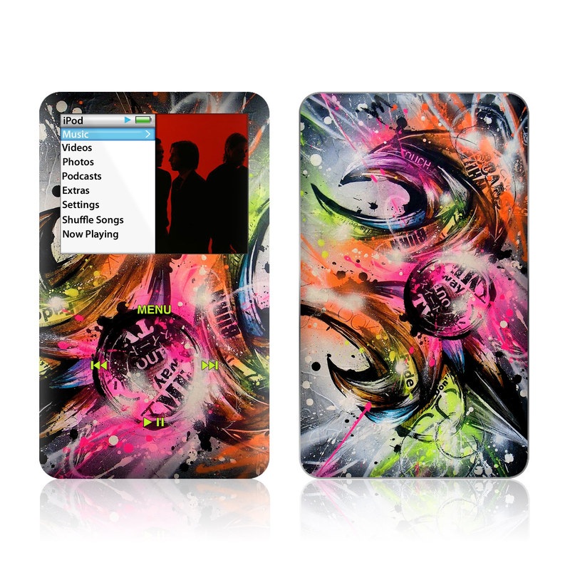 iPod classic Skin design of Graphic design, Fractal art, Art, Illustration, Design, Graphics, Cg artwork, Font, Visual arts, Pattern, with black, gray, red, green, purple, blue colors