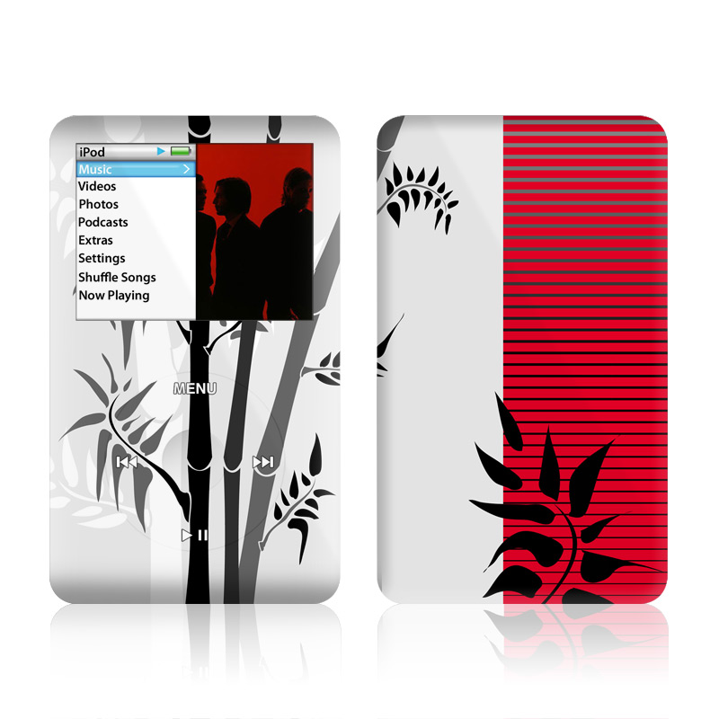 iPod classic Skin design of Botany, Plant, Branch, Plant stem, Tree, Bamboo, Pedicel, Black-and-white, Flower, Twig, with gray, red, black, white colors