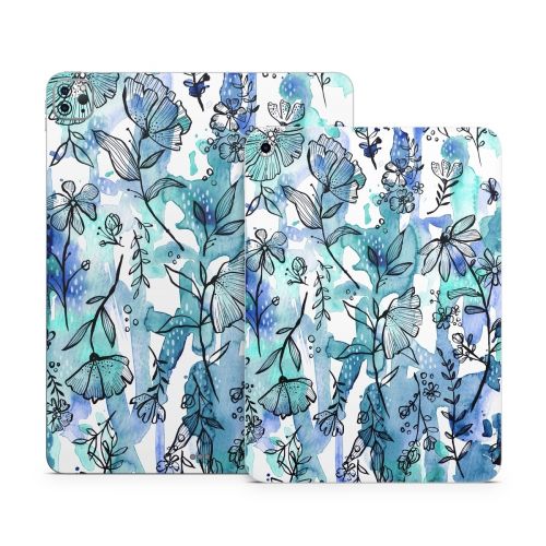 Blue Ink Floral Apple iPad Series Skin