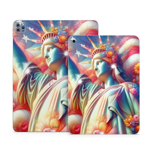 Lady Liberty and Flowers Apple iPad Series Skin
