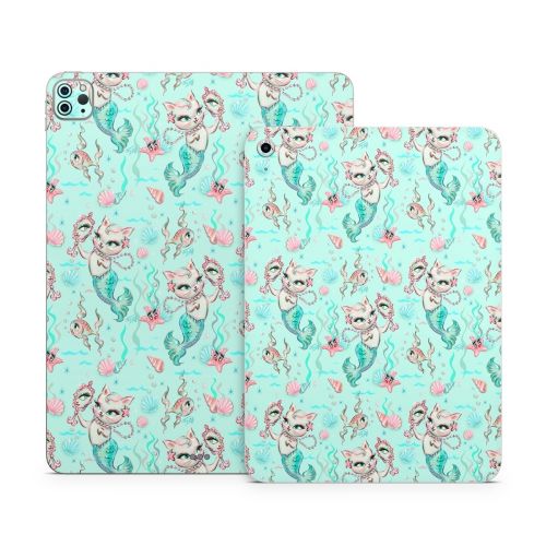 Merkittens with Pearls Aqua Apple iPad Series Skin