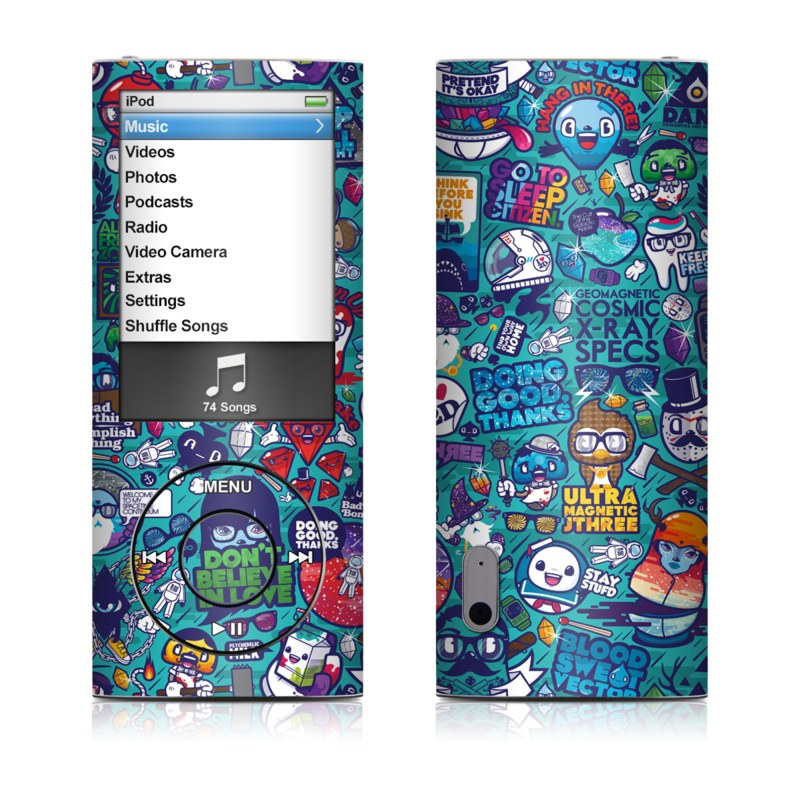 iPod nano 5th Gen Skin design of Art, Visual arts, Illustration, Graphic design, Psychedelic art, with blue, black, gray, red, green colors