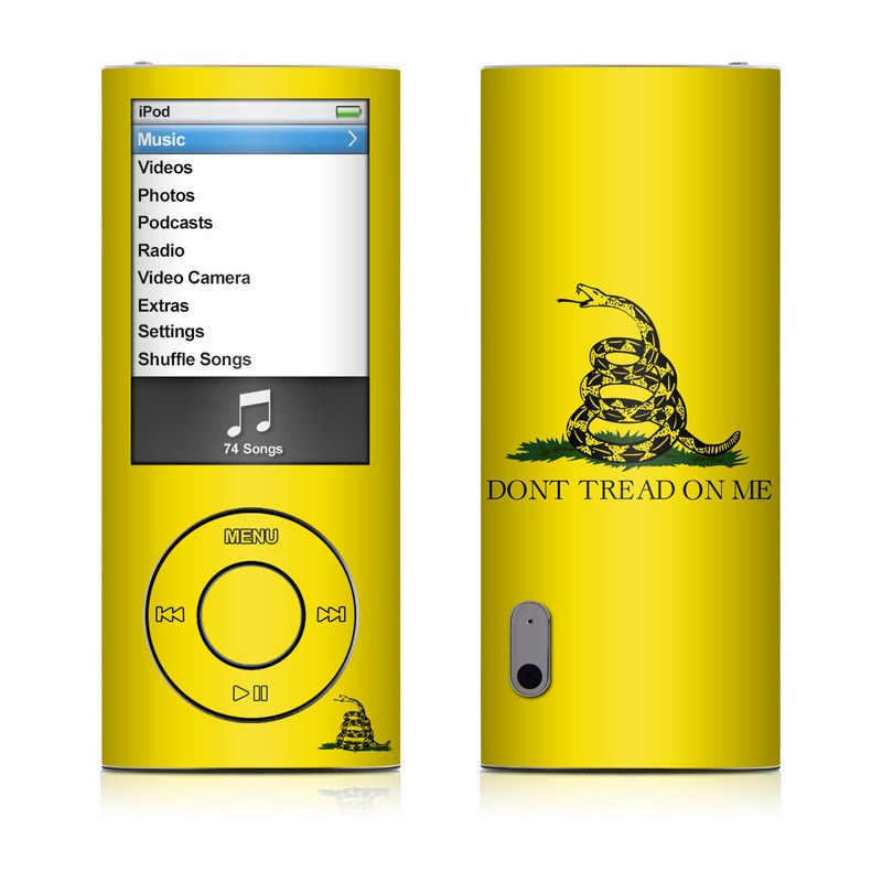 iPod nano 5th Gen Skin design of Yellow, Font, Logo, Graphics, Illustration with orange, black, green colors