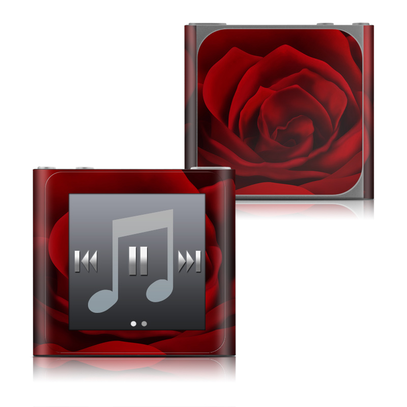 iPod nano 6th Gen Skin design of Red, Garden roses, Rose, Petal, Flower, Nature, Floribunda, Rose family, Close-up, Plant, with black, red colors