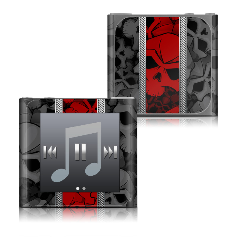 iPod nano 6th Gen Skin design of Font, Text, Pattern, Design, Graphic design, Black-and-white, Monochrome, Graphics, Illustration, Art with black, red, gray colors