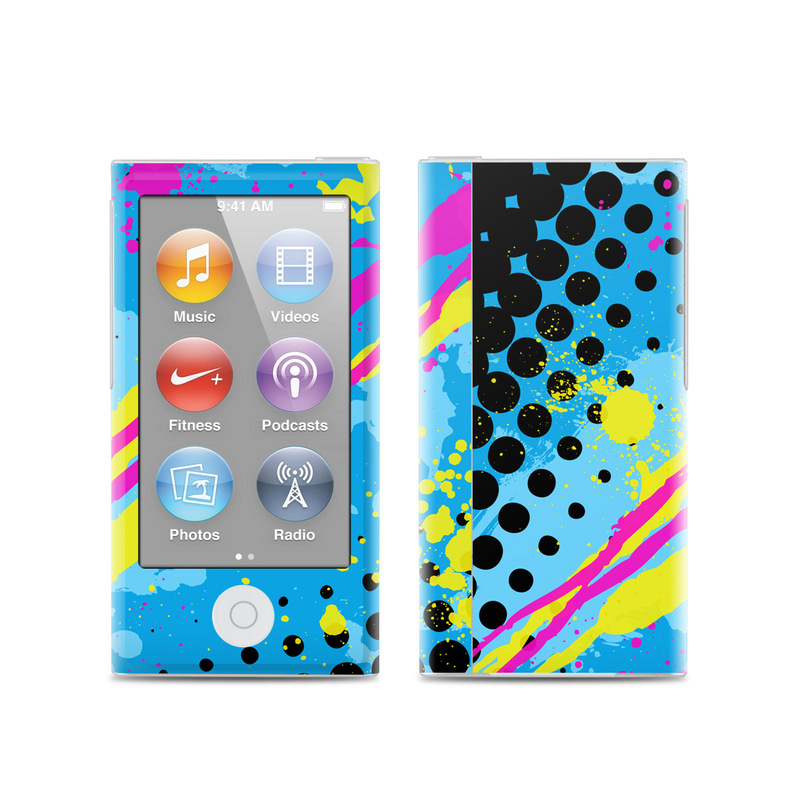 iPod nano 7th Gen Skin design of Blue, Colorfulness, Graphic design, Pattern, Water, Line, Design, Graphics, Illustration, Visual arts, with blue, black, yellow, pink colors