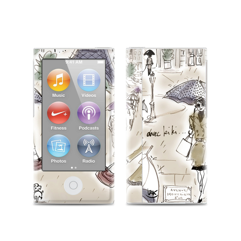 iPod nano 7th Gen Skin design of Cartoon, Umbrella, Illustration, Organism, Art, Fiction, Fictional character with brown, gray, purple colors