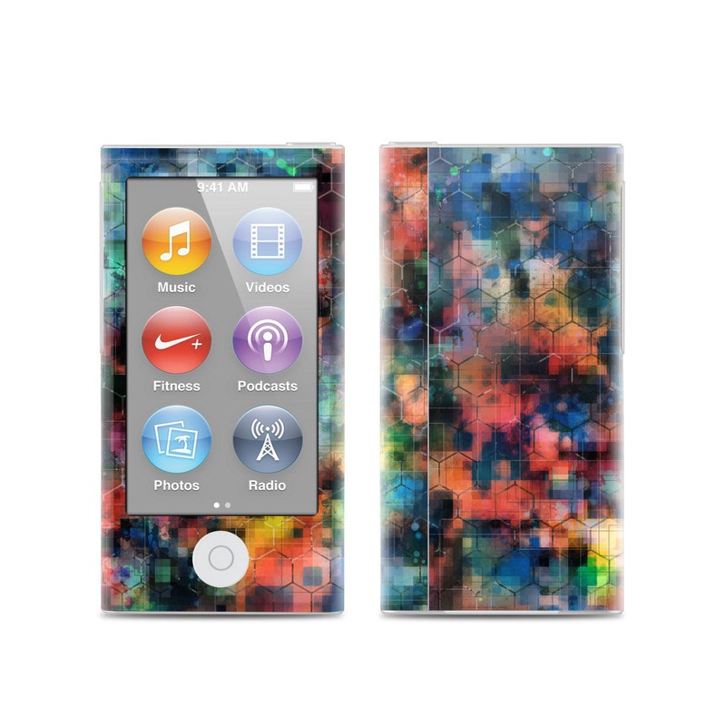 iPod nano 7th Gen Skin design of Blue, Colorfulness, Pattern, Psychedelic art, Art, Sky, Design, Textile, Dye, Modern art, with black, blue, red, gray, green colors