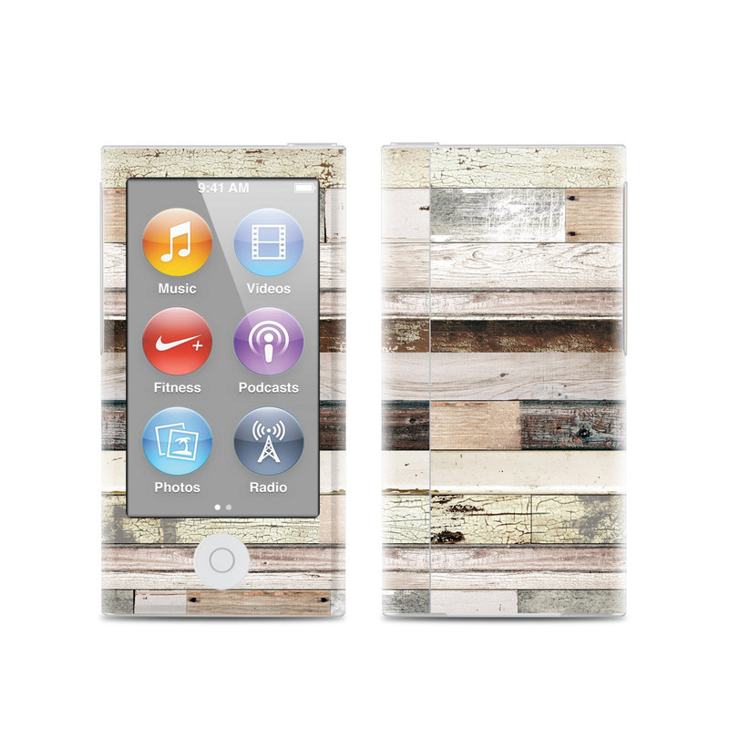 iPod nano 7th Gen Skin design of Wood, Wall, Plank, Line, Lumber, Wood stain, Beige, Parallel, Hardwood, Pattern, with brown, white, gray, yellow colors