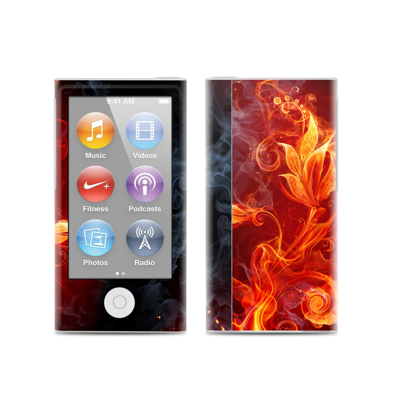 iPod nano 7th Gen Skin design of Flame, Fire, Heat, Red, Orange, Fractal art, Graphic design, Geological phenomenon, Design, Organism, with black, red, orange colors