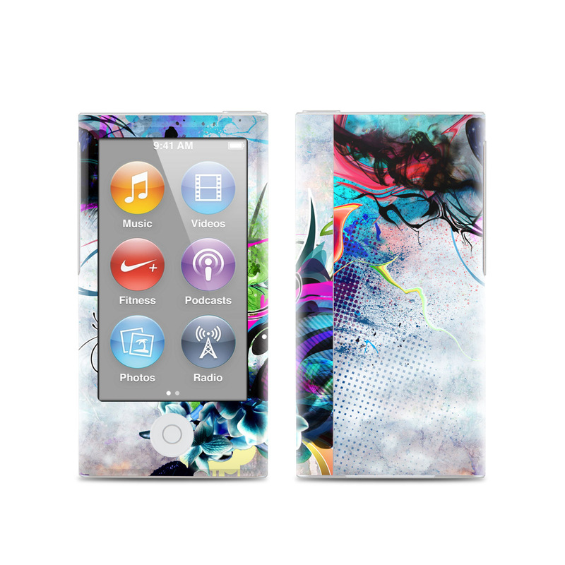 iPod nano 7th Gen Skin design of Graphic design, Psychedelic art, Art, Illustration, Purple, Visual arts, Graffiti, Street art, Design, Painting, with gray, black, blue, green, purple colors