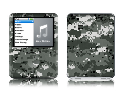 iPod nano 3rd Gen Skin design of Military camouflage, Pattern, Camouflage, Design, Uniform, Metal, Black-and-white, with black, gray colors