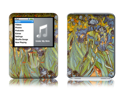 iPod nano 3rd Gen Skin design of Painting, Plant, Art, Flower, Iris, Modern art, Perennial plant, with gray, green, black, red, blue colors