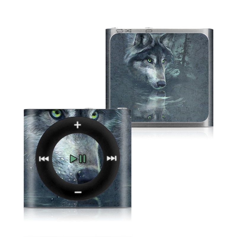 iPod shuffle 4th Gen Skin design of Wolf, Canidae, Wildlife, Red wolf, Canis, canis lupus tundrarum, Snout, Saarloos wolfdog, Wolfdog, Carnivore, with black, gray, blue colors