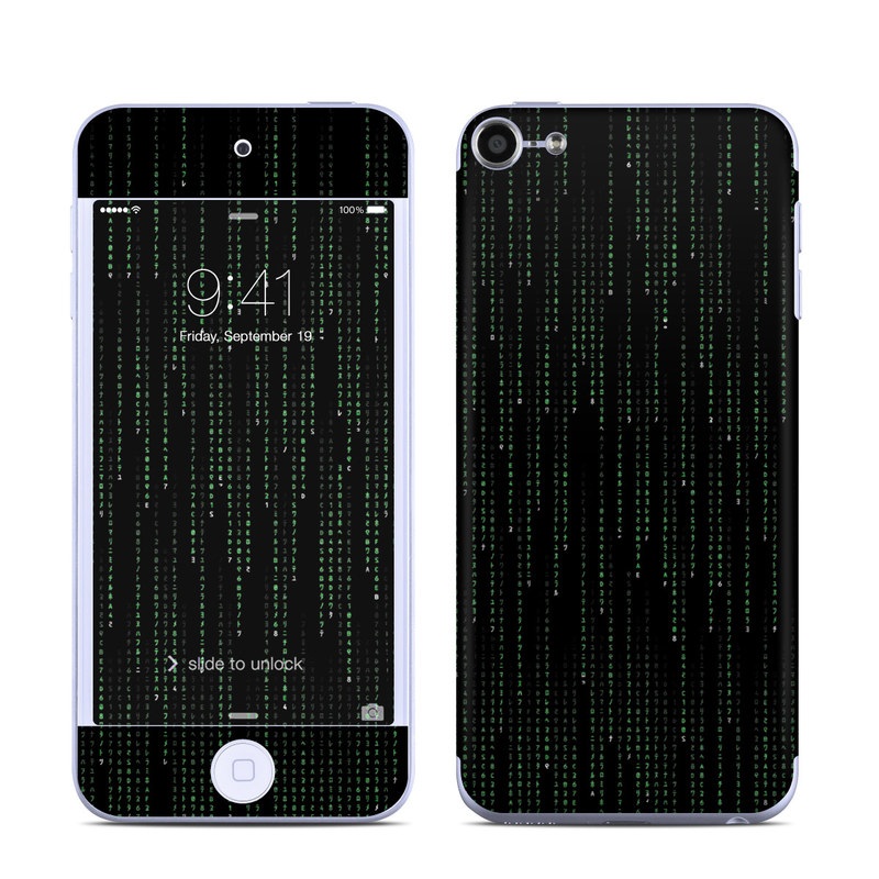iPod touch 6th Gen Skin design of Green, Black, Pattern, Symmetry, with black colors